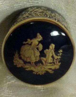 Vintage Limoges Cobalt Blue Gold Trinket Ring Box