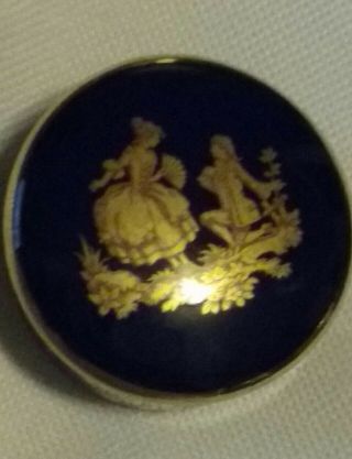 Vintage Limoges Cobalt Blue Gold Trinket Ring Box 2