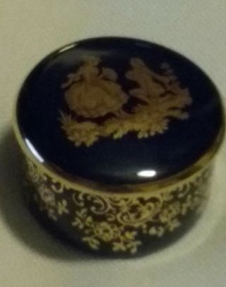 Vintage Limoges Cobalt Blue Gold Trinket Ring Box 3