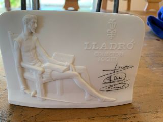 Lladro Collectors Society White Plaque Don Quixote Signed Vintage ‘85