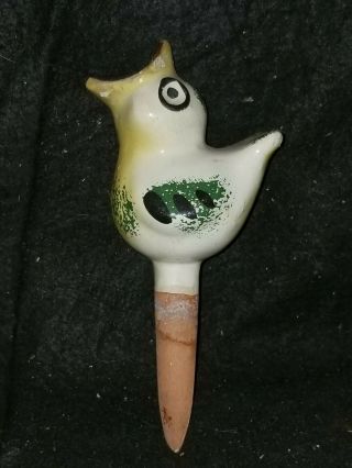 Vintage Pottery Ceramic Spatterware Bird Plant Water Spike