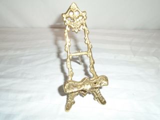 Ornate Brass Easel Plate Picture Display Stand Rococo 6 " Metal