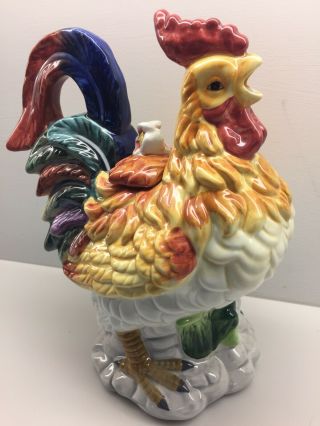 Vintage Ceramic Rooster Teapot Water/milk Pitcher With Lid 10 " Tall