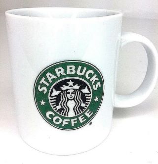Starbucks Coffee Mug Cup 1999 Old Logo Mermaid Siren White & Green 14 Oz.