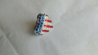 Swarovski Swan Usa American Flag In One Heart Pin Brooch