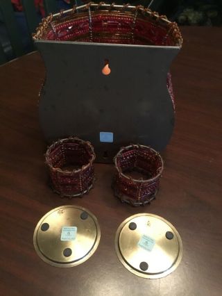 Partylite MOROCCAN SPICE BEADED Wall SCONCE And Tea light Candle votive holder 2