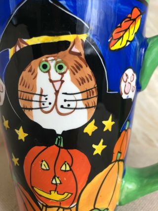 Catzilla Candace Reiter 2001 16 Oz Mug Halloween Cat Hand Painted Coffee Cup
