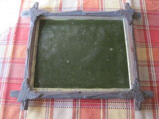Vintage Wooden Adirondack Hand Carved Frame W/ Adornments On The Corners