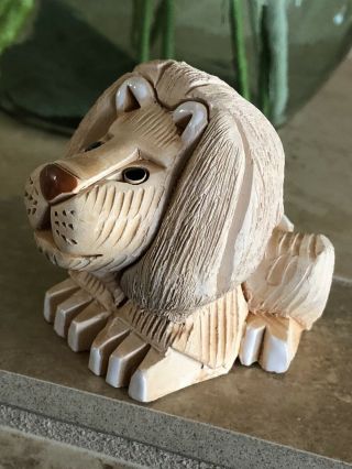 Artesania Rinconada Small 17 Sitting Lion W/enamel - Hand Carved Uruguay