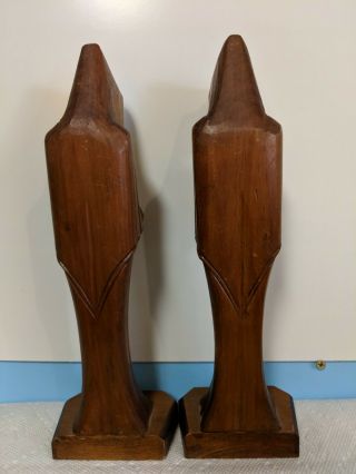 set of 2 wooden monk priest hand carved bookends 2