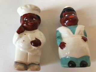 Vintage Black Americana Chef & Mamma JAPAN Salt & Pepper Shakers 3