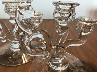 vintage glass crystal candle holders - Holds 3 Candles Each 4