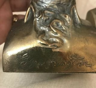 Vintage Bust of George Washington Bookends Cast Metal - Bronze\Brass? Finish 3