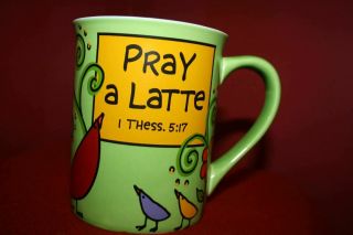 Pray A Latte Whimsy Birds Coffee/tea Mug Cup Our Name Is Mud Lorrie Veasey
