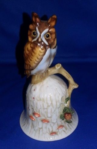 Collectible Vintage Enesco 1980 Ceramic Owl Bell - 4.  5 " Tall