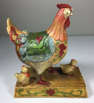 Seymour Mann Folk Art Display Decor Rooster & Babies Carved Primitive Look