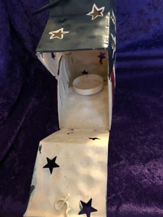 Home Interior Patriotic Star Summer Holidays Candle VOTIVE Holder Tin Lantern 2