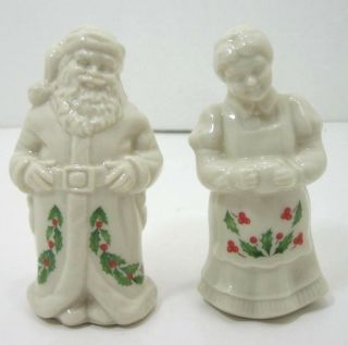 Lenox Mr & Mrs Santa Claus Salt & Pepper Shakers Christmas Set.