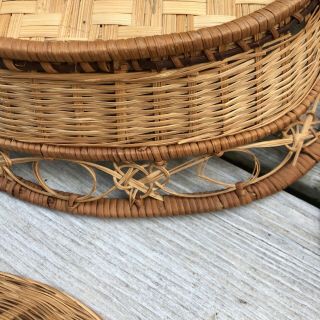 Vintage Wicker/Rattan Baskets Set Of Three Boho Decor 5