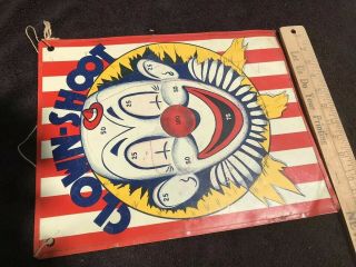 Vintage 1950s Two - Sided Tin Board Clown - Shoot/shooting For The Moon Games