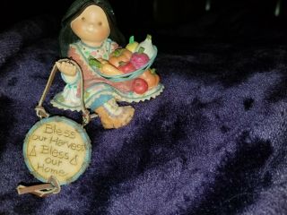 Retired 1999 Enesco " Bless Our Harvest " Friends Of The Feather Figurine