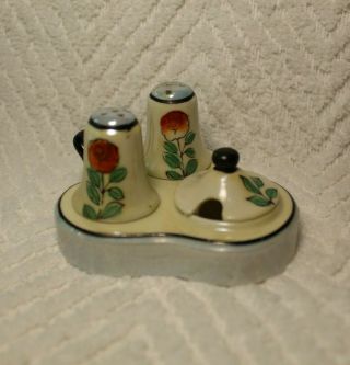 Vintage Luster Ware Flower Condiment Salt And Pepper Shakers - Japan