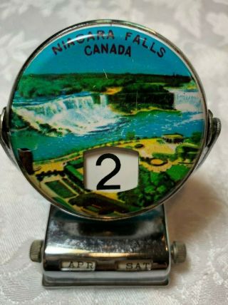 Vintage Estate Niagara Falls Canada Pictured Perpetual Calendar Desk Flip Metal