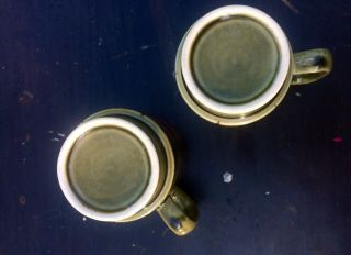 VTG Pair Retro Green Orange Stackable Coffee Mugs 1960s Mid Century Modern MCM 4