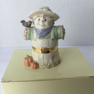 Lenox Treasures Harvest Friend Scarecrow Trinket Box With Pumpkin Charm