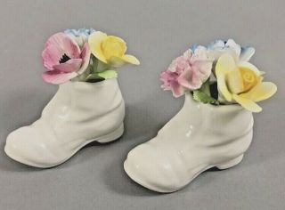Vintage Royal Doulton England Fine Bone China Flower Basket Shoe Boots Figurines
