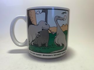 Vtg 1982 The Far Side Gary Larsen Real Reason Dinosaurs Became Extinct Cup Mug