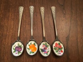 Set of 4 Vintage Avon Nature ' s Best Fruit Jelly Spoons Stainless Steel Japan 2