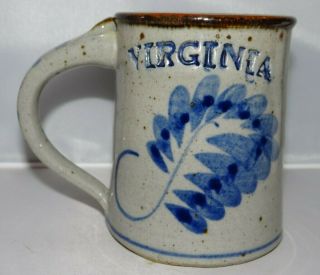 Virginia Pottery Salt Glaze Cobalt Blue 16oz.  Mug Cup Hand Thrown Dan Harvey