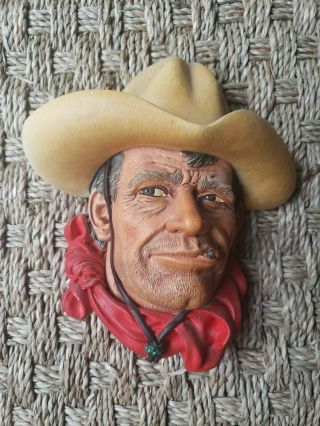 Vintage Bossons Chalkware Head Made In England Cowboy