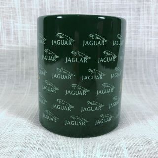 Jaguar Automobile Logo Coffee Mug - Green w/ Gold & White Logos - Made In USA 3