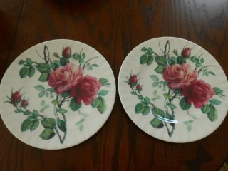 (2) Roy Kirkham Fine Bone China English Summer Rose Plates - 8 Inch
