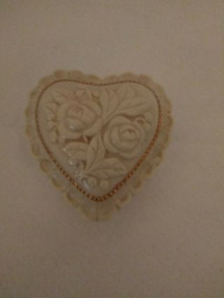 Lenox Porcelain Heart Shaped Trinket Box Roses