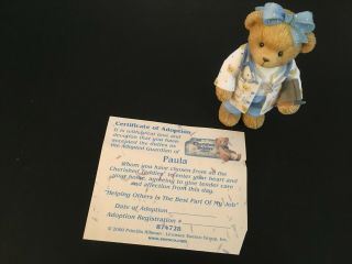 Enesco 2000 Helping Others Cherished Teddies Paula Nurse Bear Figurine