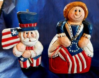 Eddie Walker Hard To Find Betsy Ross With Flag Figure Plus Uncle Sam Ornament