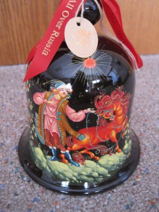 G Debrekht Art Studios Hand Painted Christmas Bell Russia - Man With Horse Pony