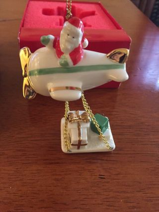 Mikasa Holiday Magic Santa In Airplane Bi Plane Christmas Tree Ornament O103