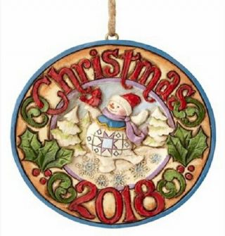 Jim Shore Snowman With Cardinal 2018 Hanging Ornament 6001500 -