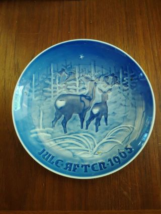 B&g Bing Grondahl 1965 Christmas Collector Plate Blue Porcelain Jule After