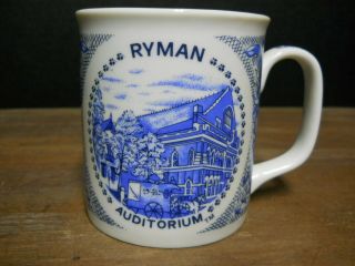 Coffee Mug 8 Ounce Blue Floral On White Ryman Auditorium No Back Stamp