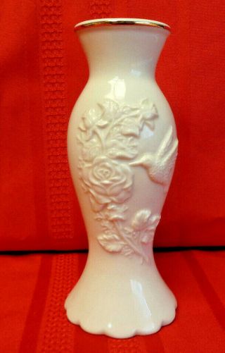 Lenox Vase Ivory Cream Colored With Raised Design 5.  5 Inches Tall