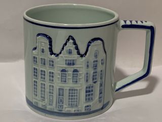 Delfts Blauw Classic Coffee Cup Tea Mug Hand - Painted Canal House Raised