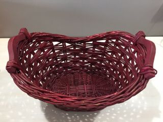 2 HANDLE WICKER BASKET CERRY/ Burgundy HOME DECOR COLLECTIBLE XLARGE 5
