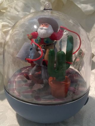 Hallmark 1993 Magic Light & Motion Christmas Ornament Home On The Range Cowboy 3