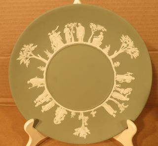Wedgwood Green Jasperware Greek Maidens 9 1/4 " Plate Made In England