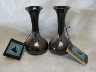 Canadian Hand Crafted Blue Mountain Pottery 2 Bud Vases With Swing Tags